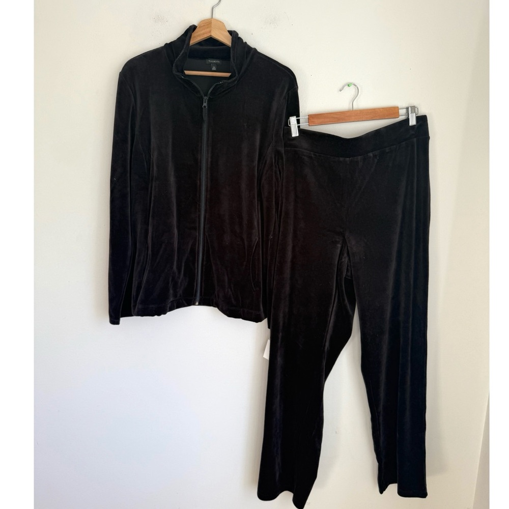 NWT Talbots Velour Set Zipper Jacket and Pants in Black - Picture 4 of 11